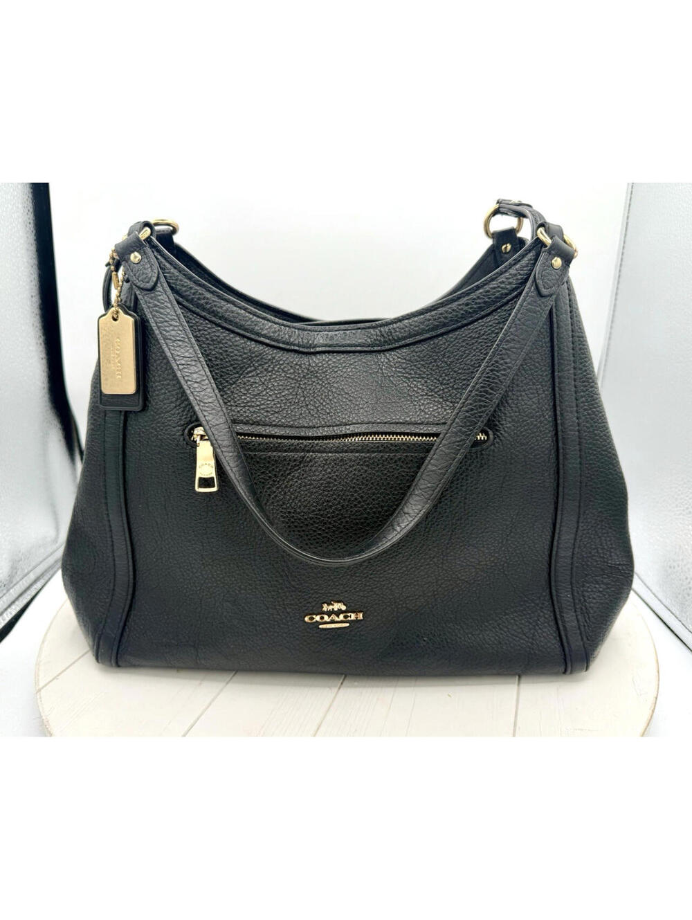 ✨👜 Coach Kristy Shoulder Bag Black Refined Pebble Leather C6231 Excellent Cond. - Picture 2 of 15